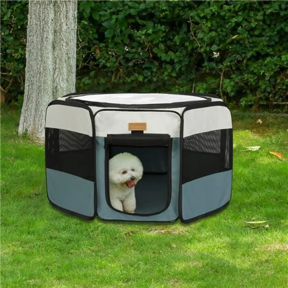 Pet Playpen Portable Foldable Playpen for Dog/Cat Removable Mesh Shade Cover